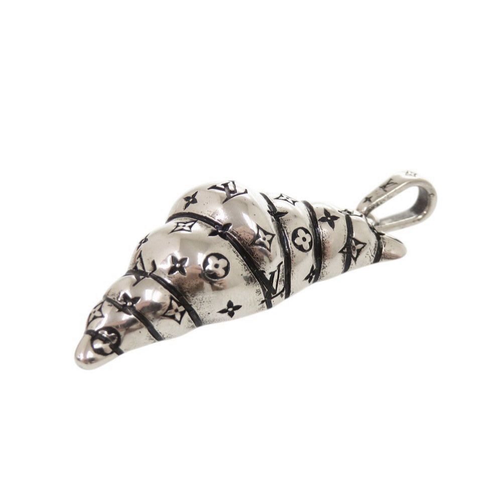 Louis Vuitton Charm LV Croissant Metal Silver Pendant Top — view 6