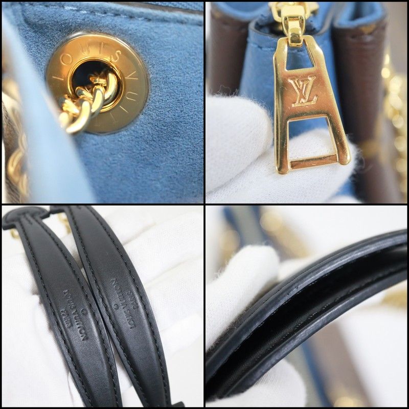 Louis Vuitton Calf Nnu BB Shoulder Bag Monogram Brown Blue — view 9