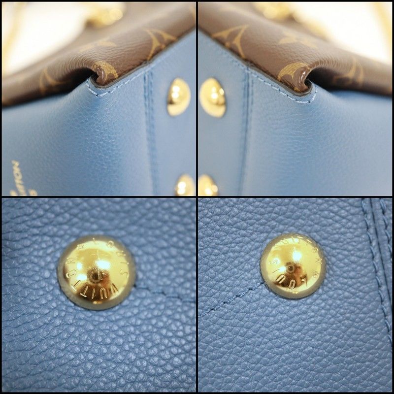 Louis Vuitton Calf Nnu BB Shoulder Bag Monogram Brown Blue — view 3