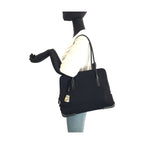Prada Black Silver Urethane Leather Tote Shoulder Bag — view 7