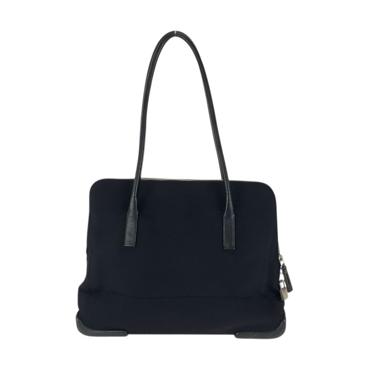 Prada Black Silver Urethane Leather Tote Shoulder Bag — view 2