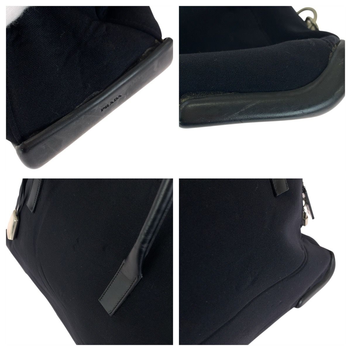 Prada Black Silver Urethane Leather Tote Shoulder Bag — view 4