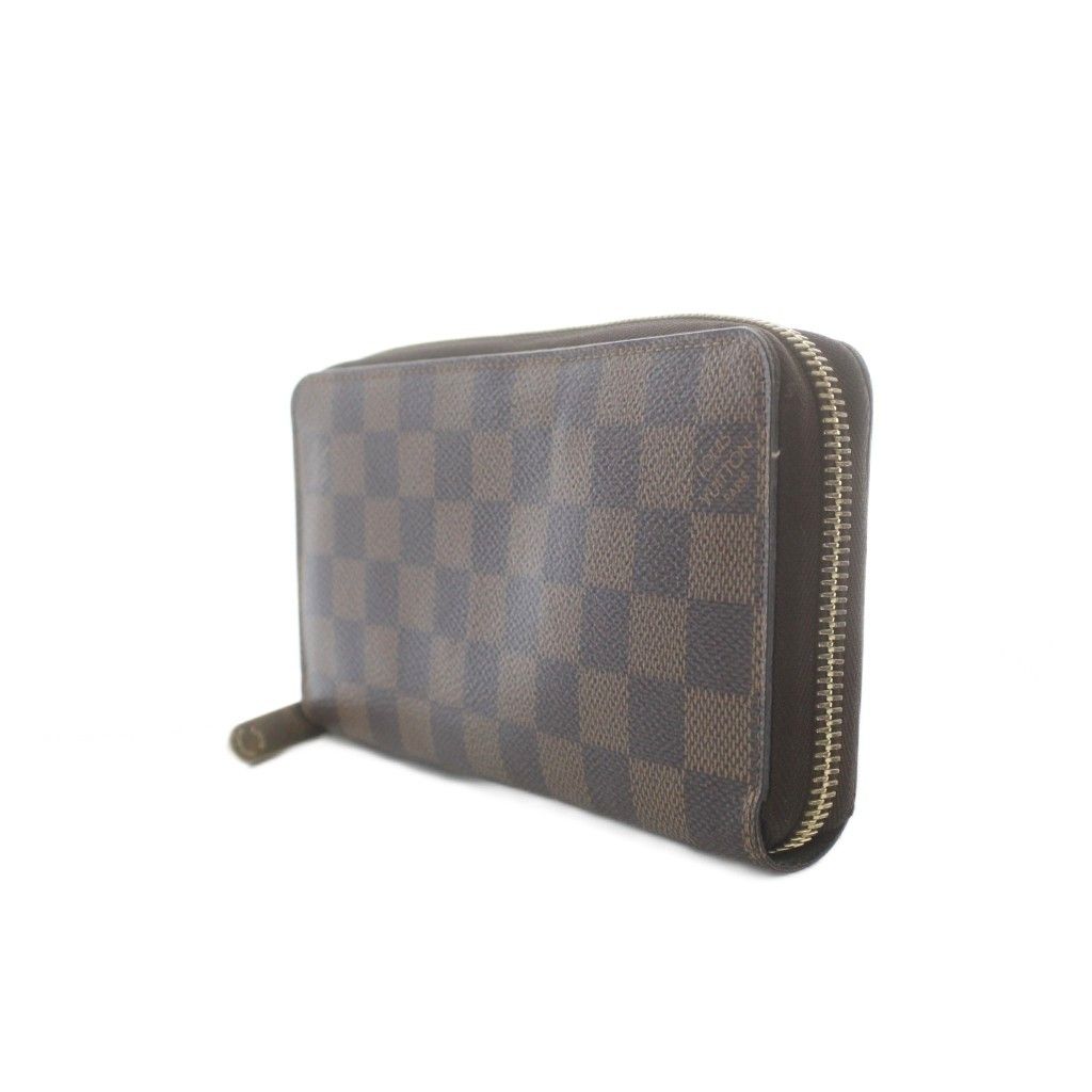 Louis Vuitton Zippy Wallet Zip Around Coin Purse Bill Brown Damier Checkered — view 3