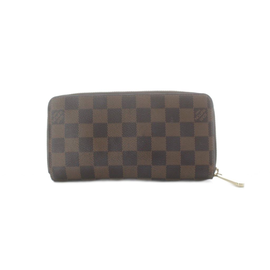 Louis Vuitton Zippy Wallet Zip Around Coin Purse Bill Brown Damier Checkered — view 2