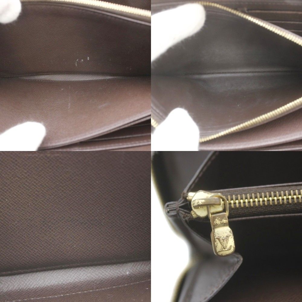 Louis Vuitton Zippy Wallet Zip Around Coin Purse Bill Brown Damier Checkered — view 8