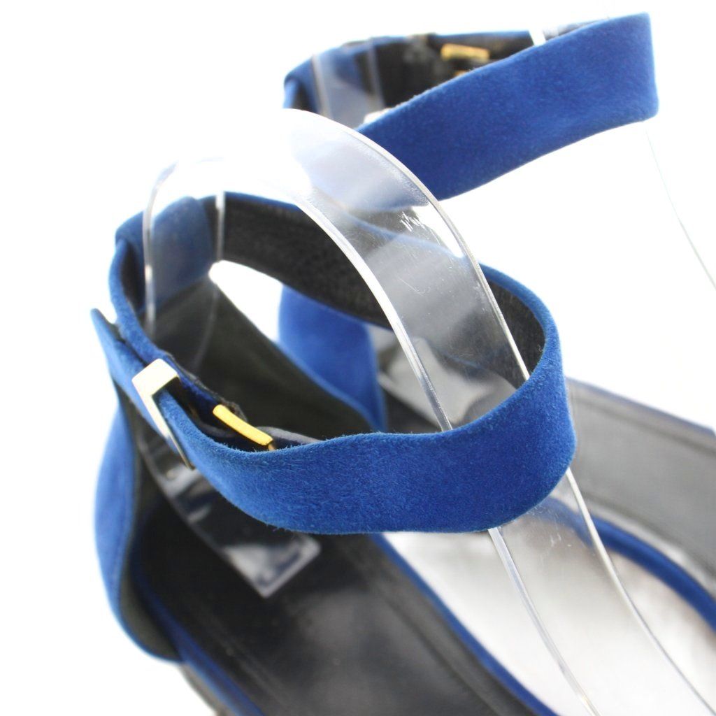 Celine Sandals Strap Suede 39 Blue KU — view 7