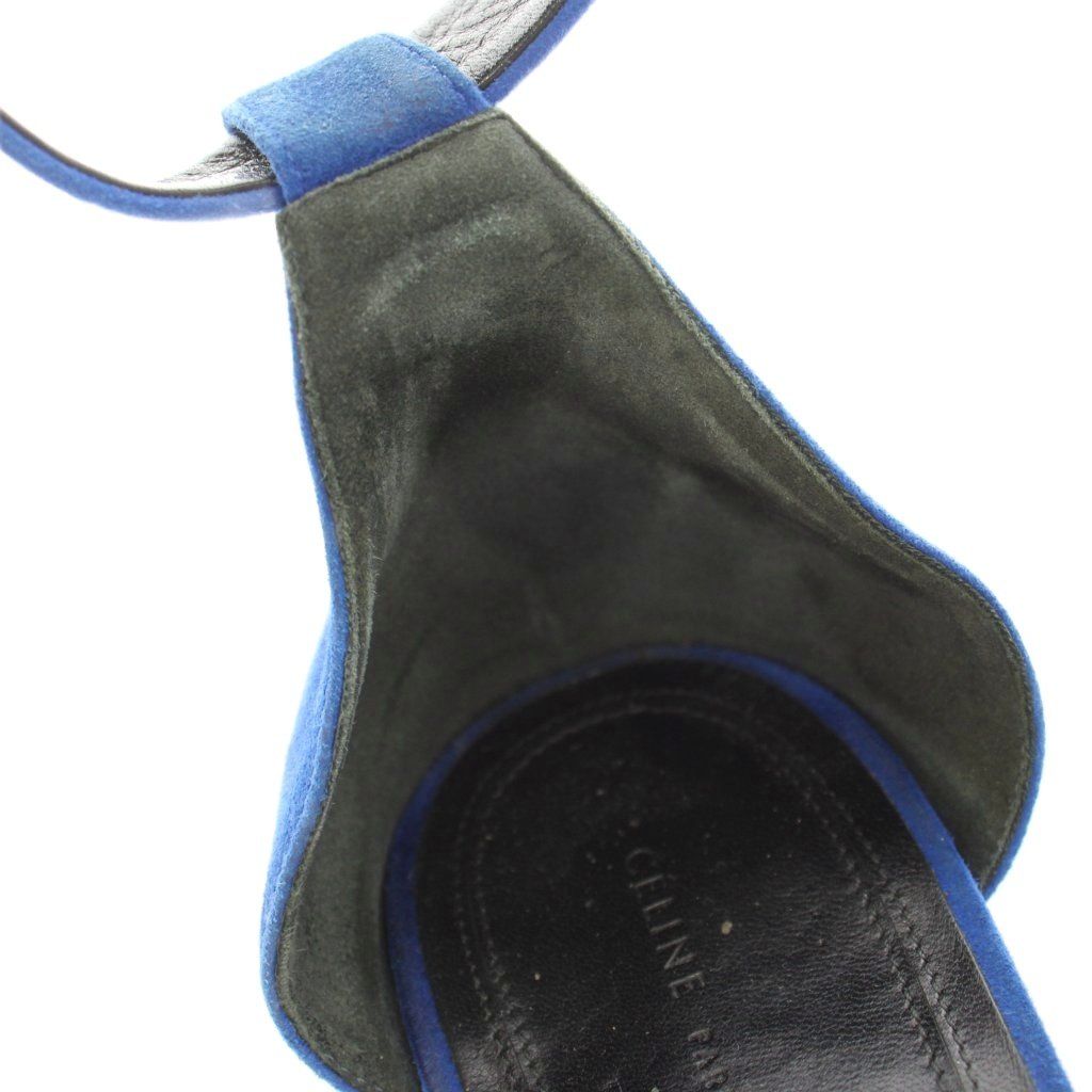 Celine Sandals Strap Suede 39 Blue KU — view 8