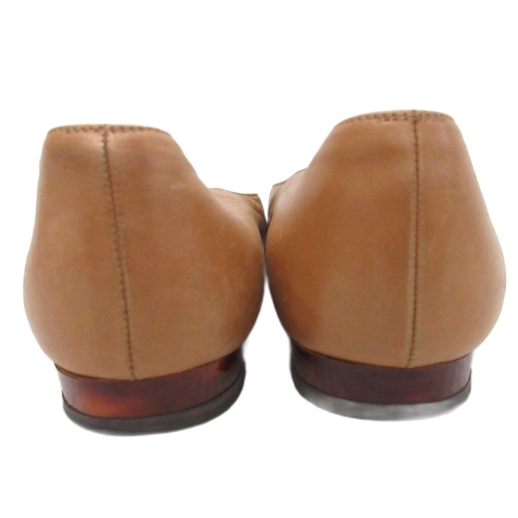Chanel CC Logo Flat Shoes Ballet Round Toe Motif 35 Brown — view 3