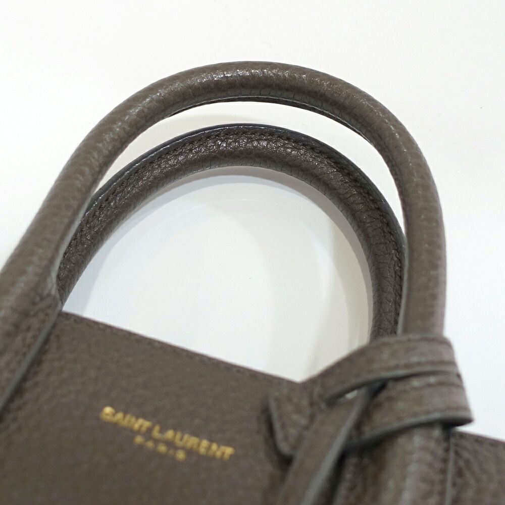 Saint Laurent Sac de Jour Nano Handbag 2-Way Leather Brown Gold — view 6