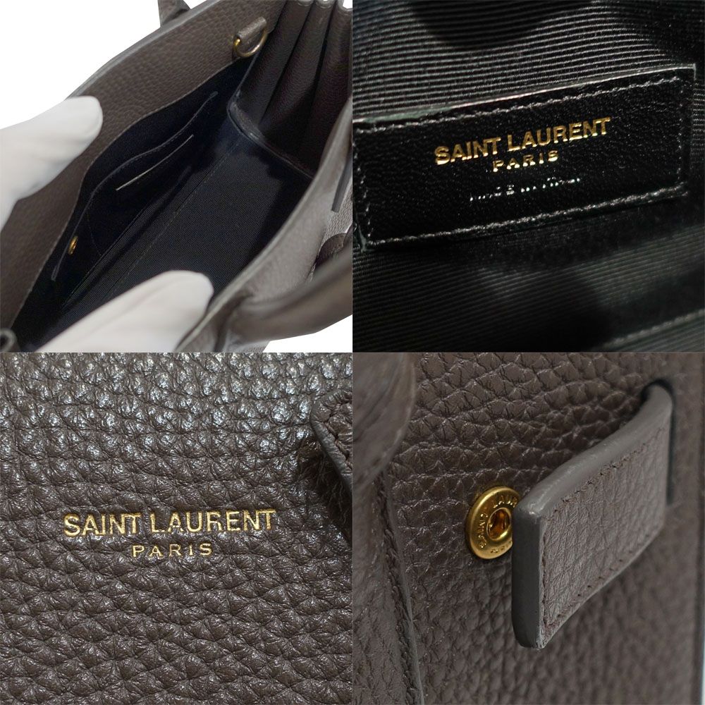 Saint Laurent Sac de Jour Nano Handbag 2-Way Leather Brown Gold — view 5