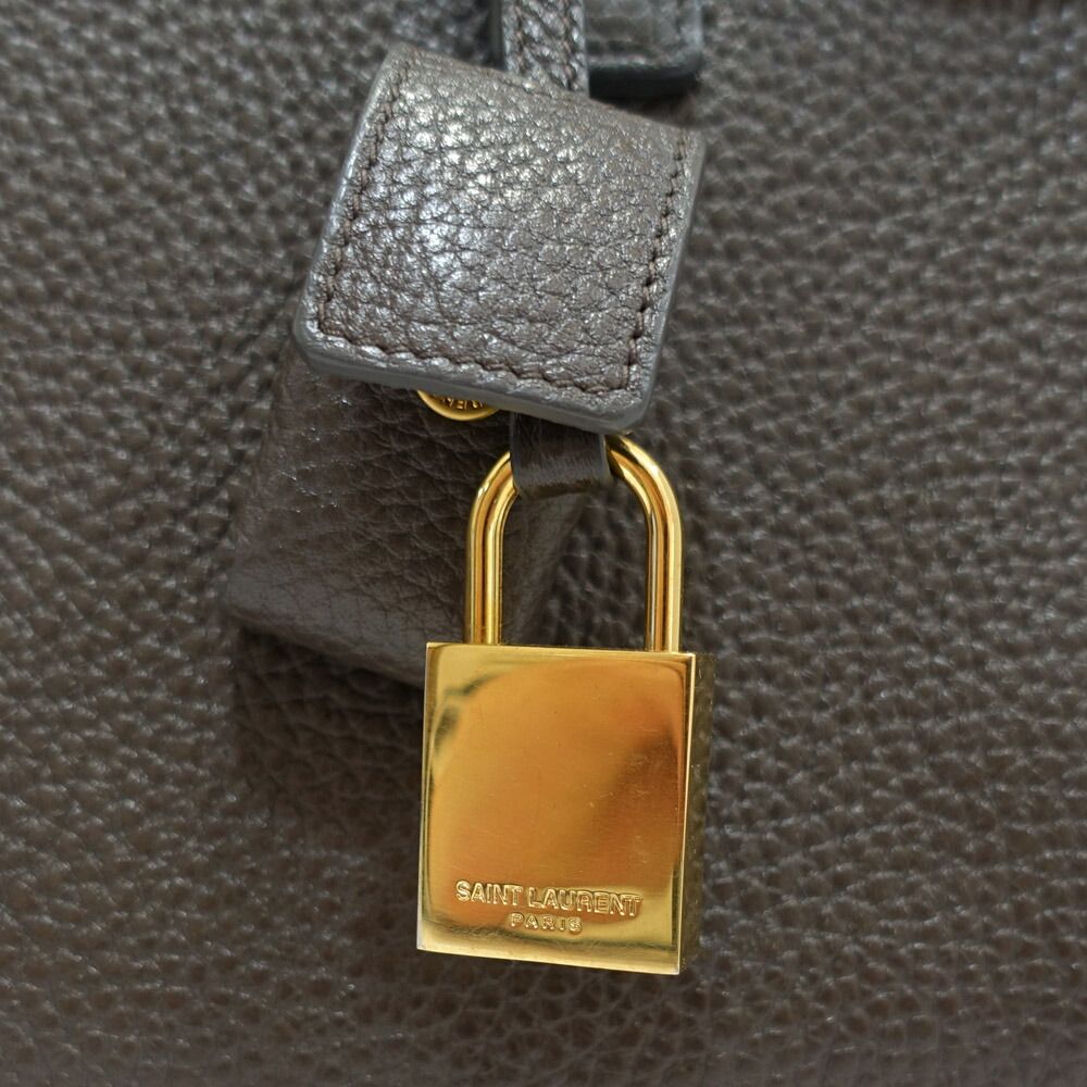 Saint Laurent Sac de Jour Nano Handbag 2-Way Leather Brown Gold — view 9