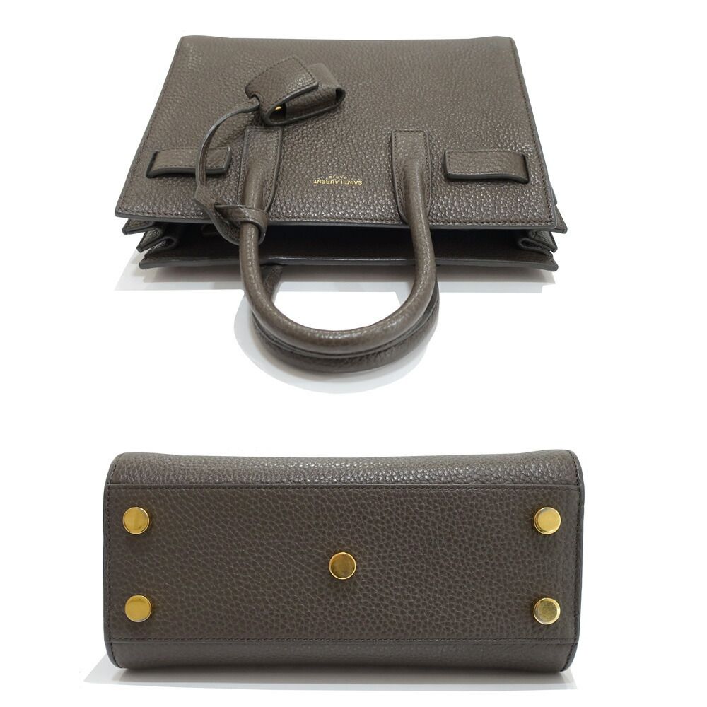 Saint Laurent Sac de Jour Nano Handbag 2-Way Leather Brown Gold — view 3
