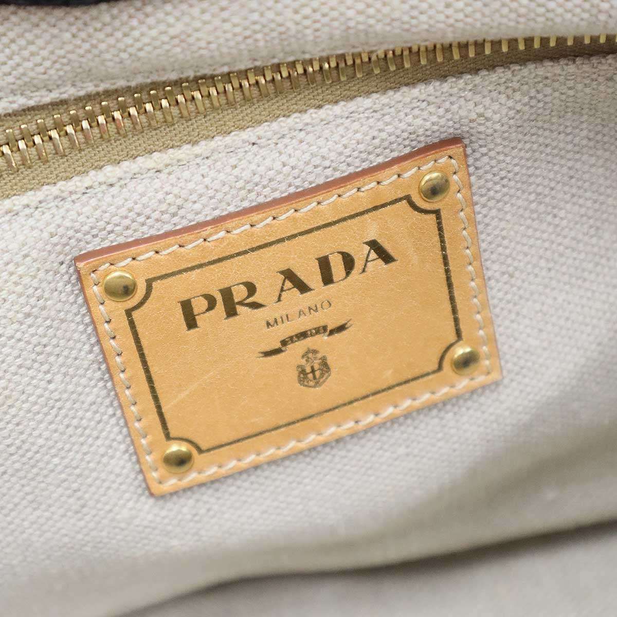 Prada Canapa Border Canvas Tote Red Black — view 5