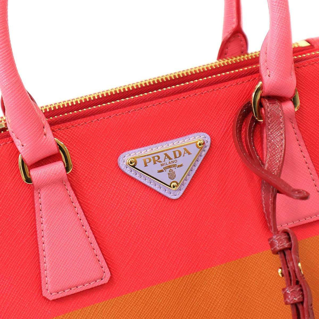Prada Galleria Saffiano Special Edition Small Bicolor Shoulder Bag Red Orange — view 9