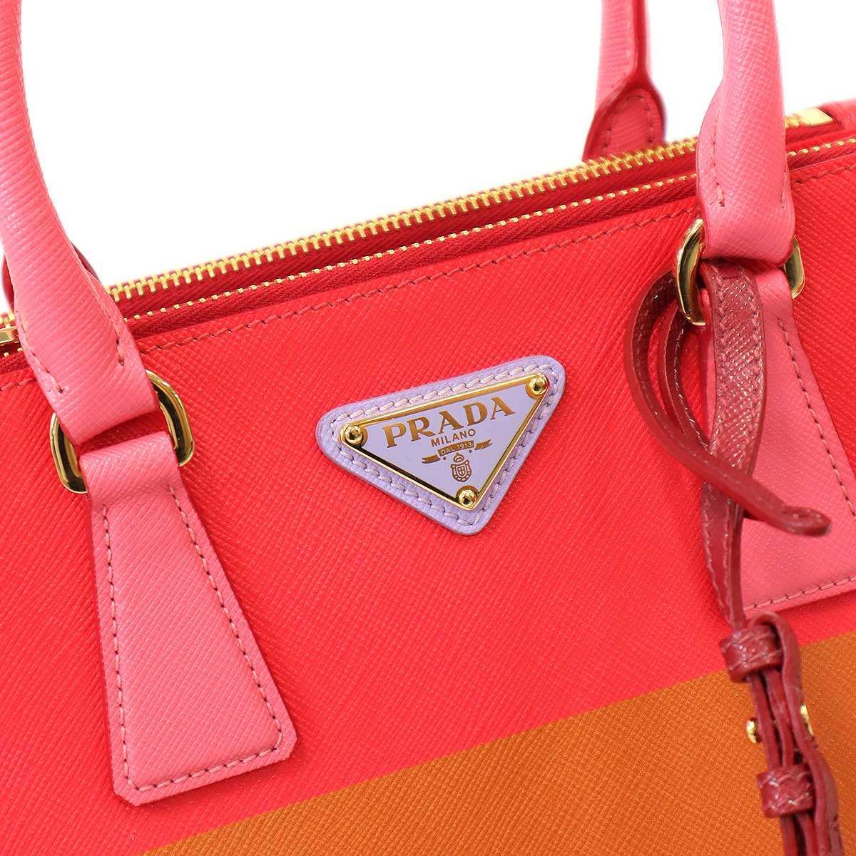 Prada Galleria Saffiano Special Edition Small Bicolor Shoulder Bag Red Orange — view 9