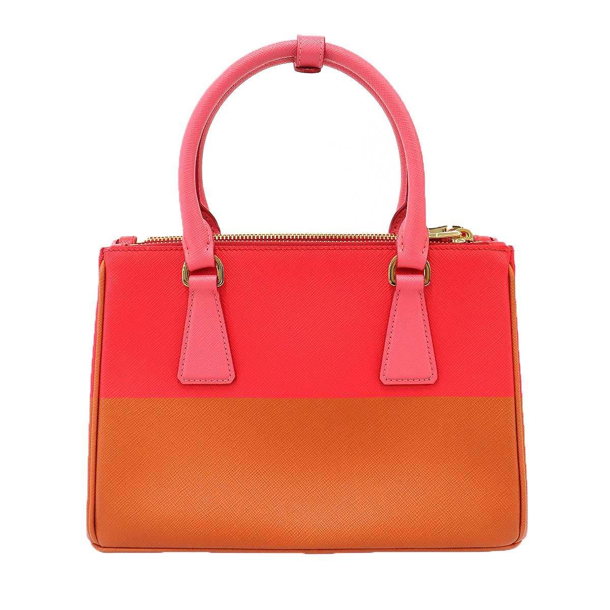 Prada Galleria Saffiano Special Edition Small Bicolor Shoulder Bag Red Orange — view 2