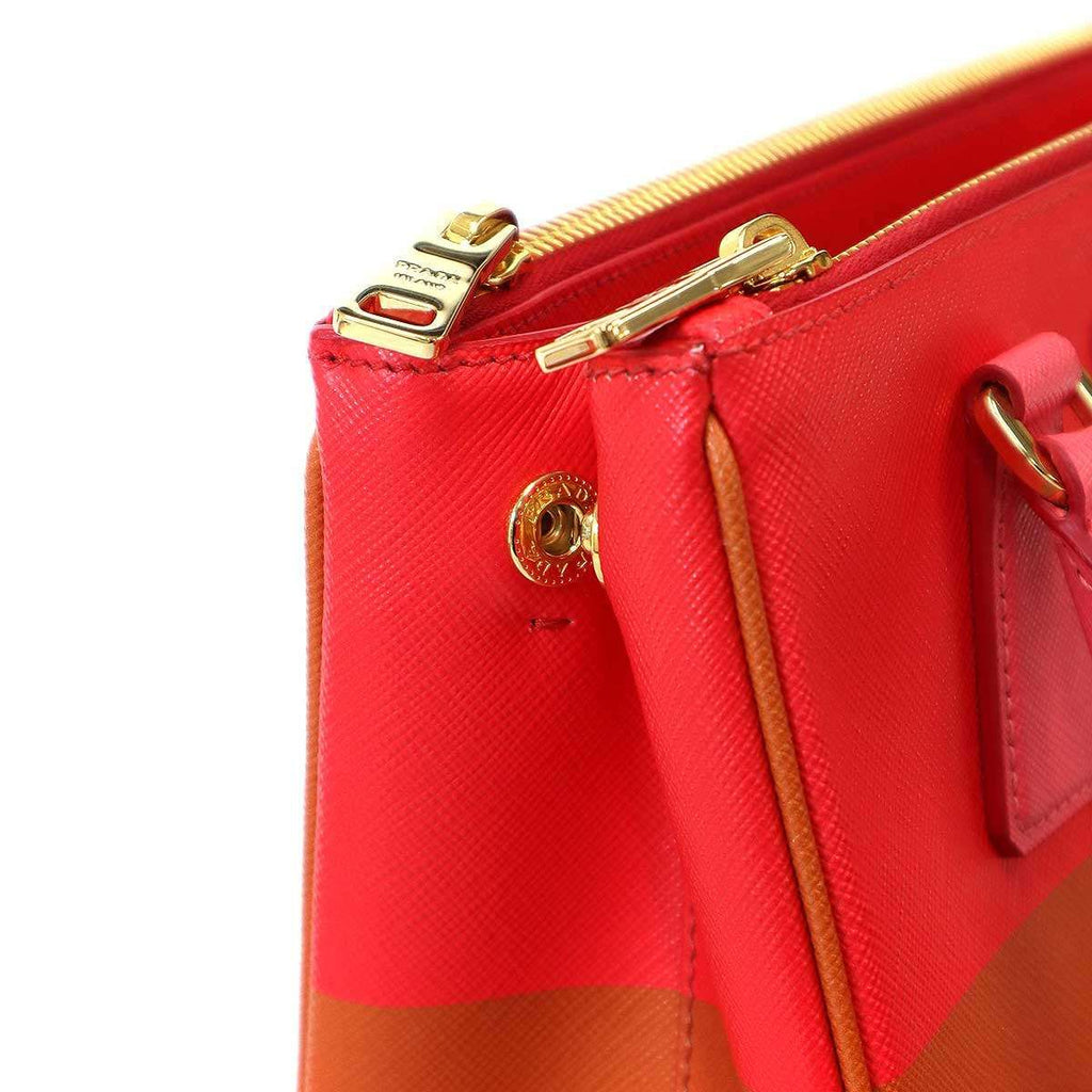 Prada Galleria Saffiano Special Edition Small Bicolor Shoulder Bag Red Orange — view 7