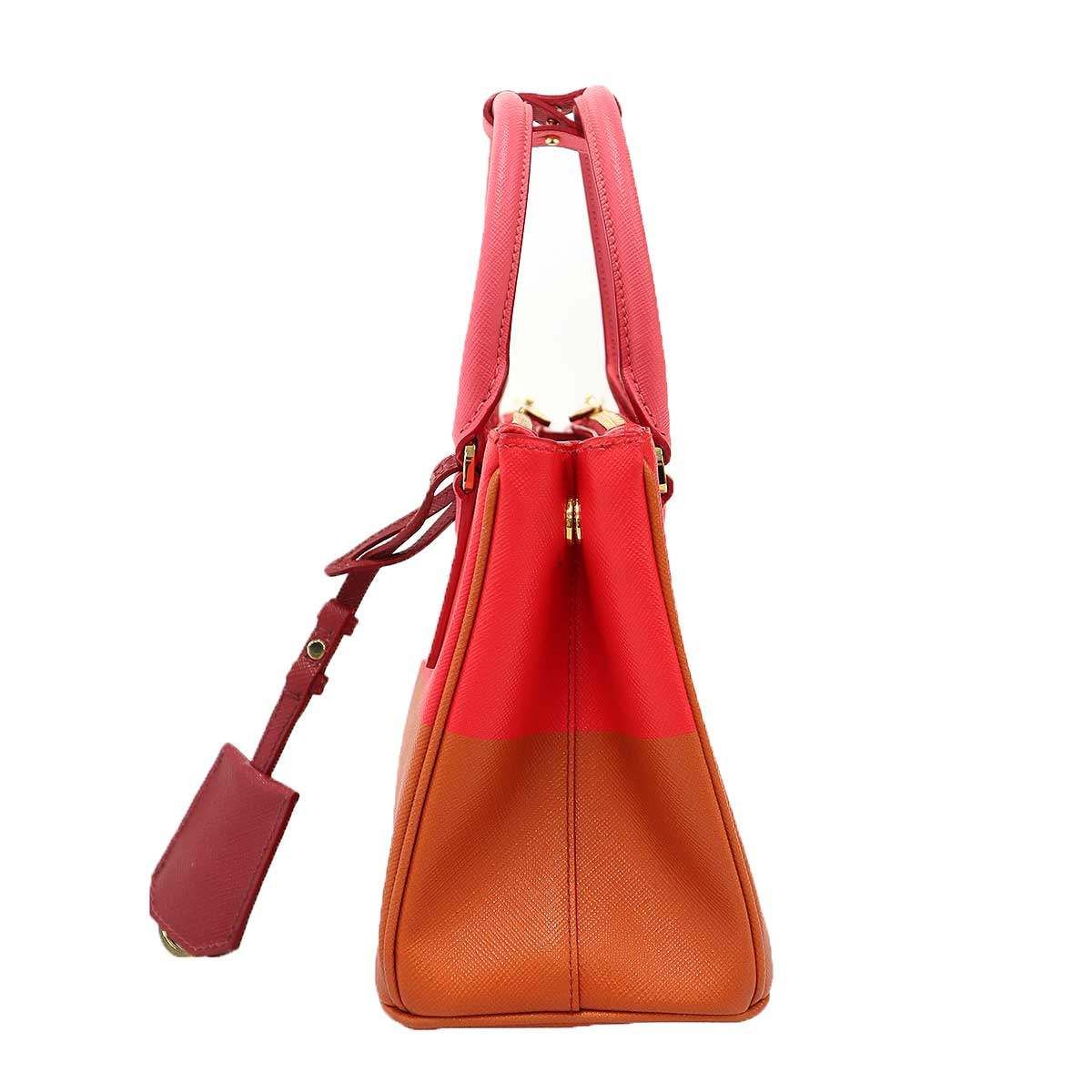 Prada Galleria Saffiano Special Edition Small Bicolor Shoulder Bag Red Orange — view 3