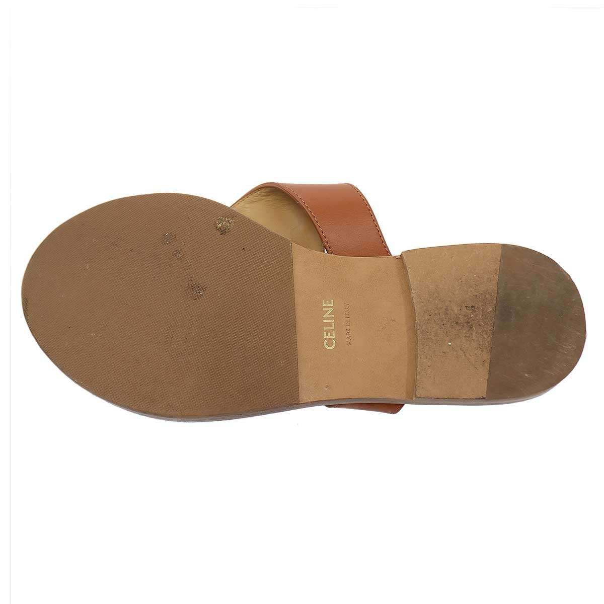 Celine Triomphe Thong Sandals Brown 36 — view 4