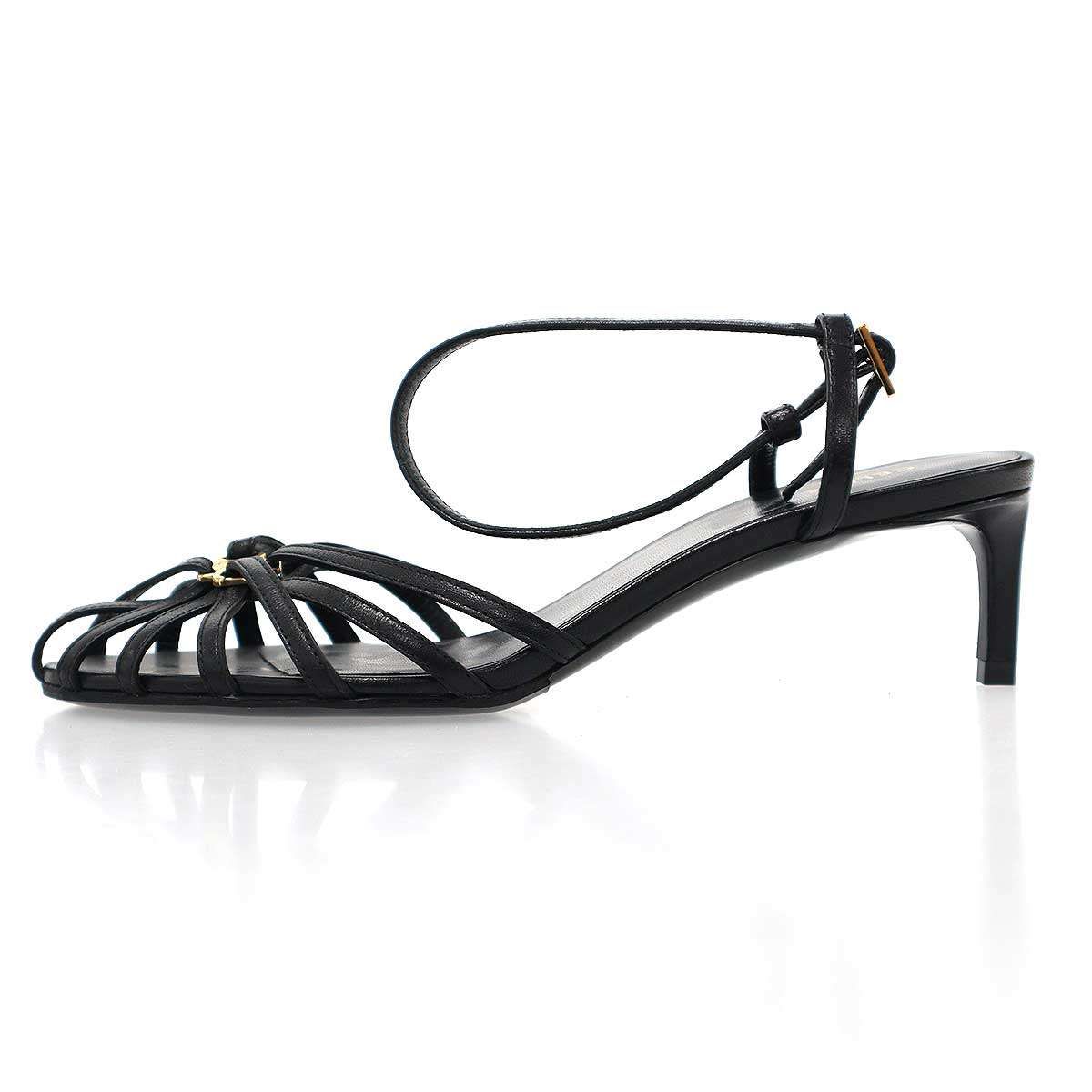 Celine Triomphe Charm Leather Sandals Black 36 — view 2