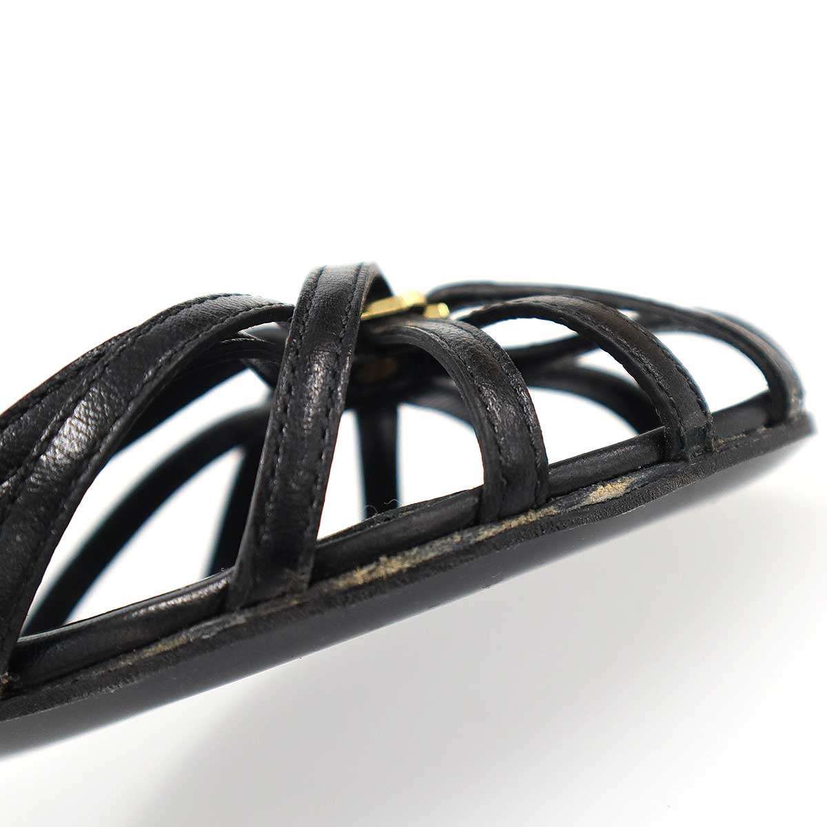 Celine Triomphe Charm Leather Sandals Black 36 — view 7