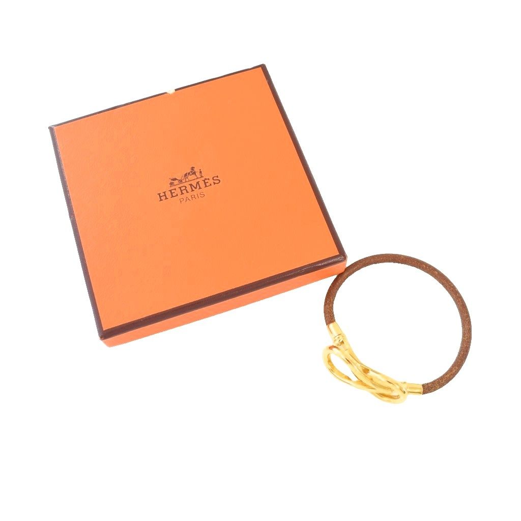 Hermes Atame Bracelet Leather Brown Gold — view 5
