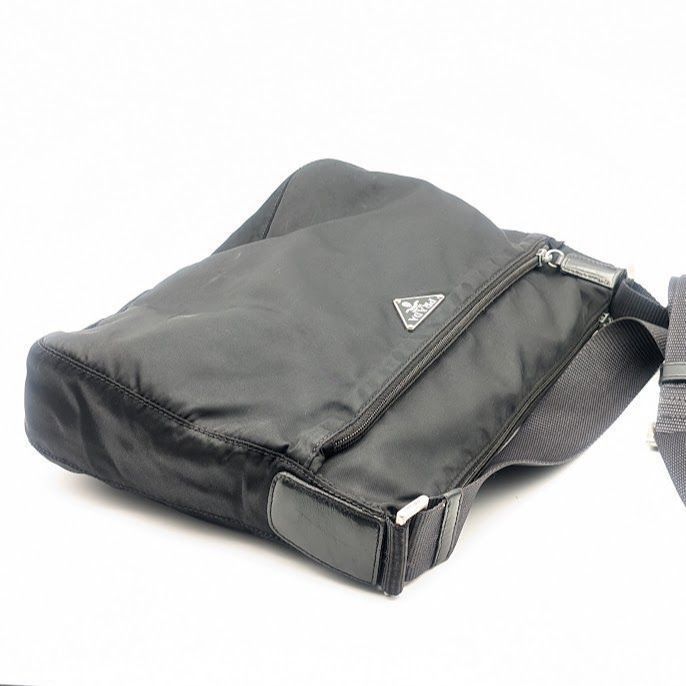 Prada Tessuto Nylon Shoulder Bag Black Triangle Logo — view 4