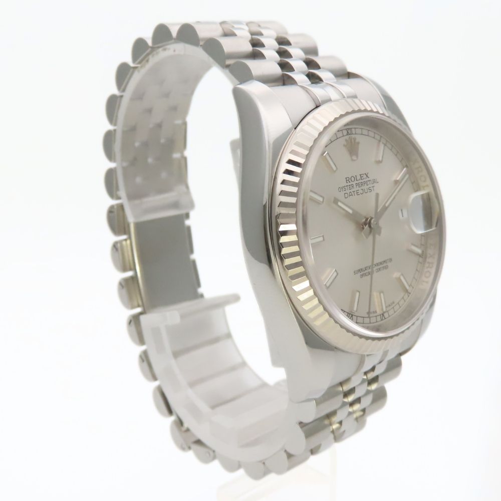 Rolex Watch Datejust 36 Stainless Steel 18k White Gold Silver Dial Bar Index — view 3