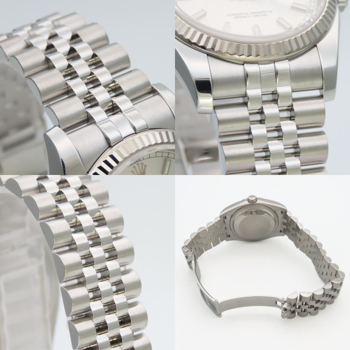 Rolex Watch Datejust 36 Stainless Steel 18k White Gold Silver Dial Bar Index — view 7