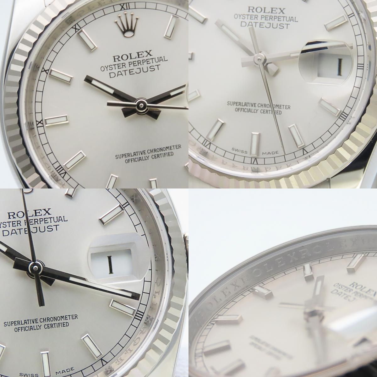 Rolex Watch Datejust 36 Stainless Steel 18k White Gold Silver Dial Bar Index — view 6