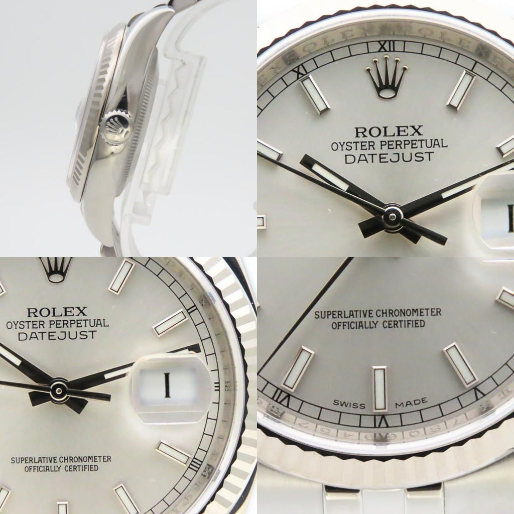 Rolex Watch Datejust 36 Stainless Steel 18k White Gold Silver Dial Bar Index — view 5