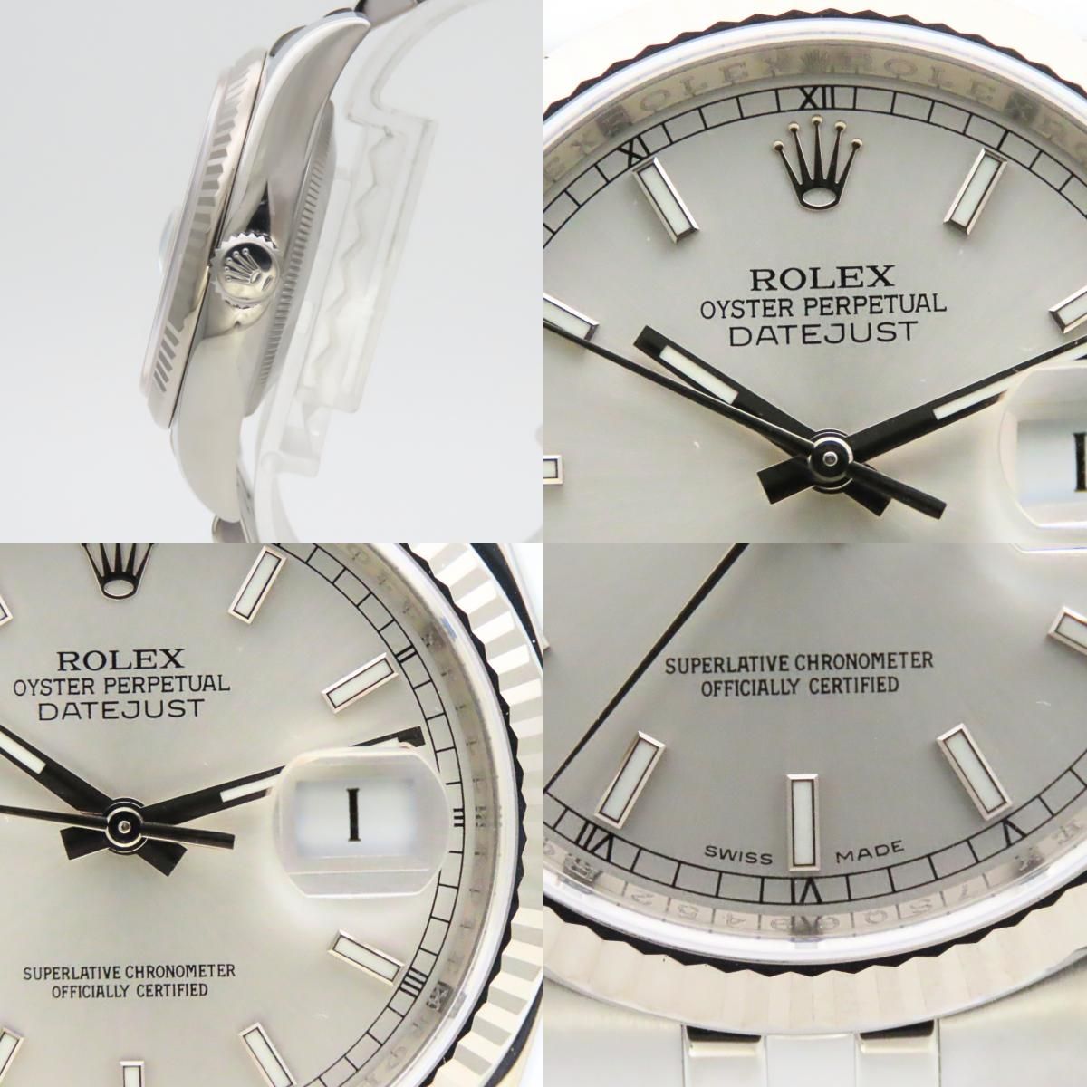 Rolex Watch Datejust 36 Stainless Steel 18k White Gold Silver Dial Bar Index — view 5