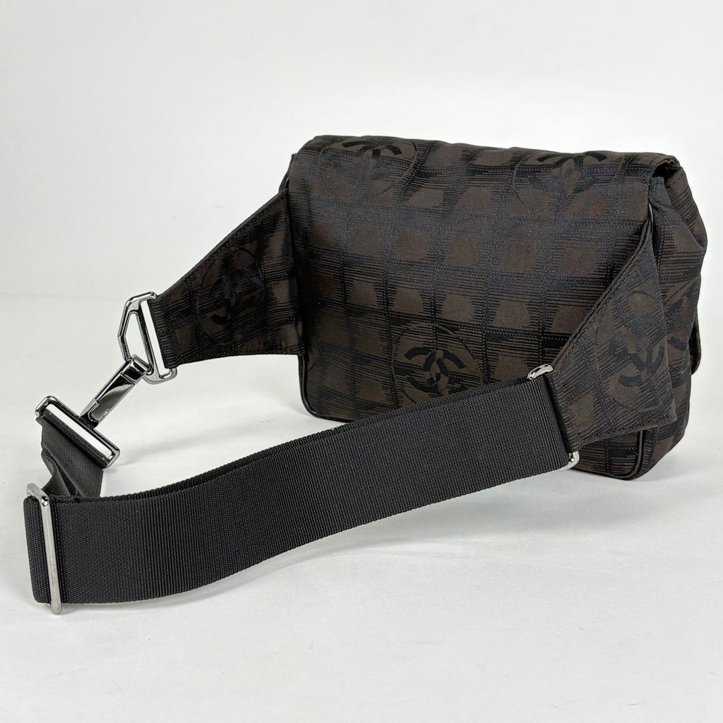 Chanel New Travel Line Waist Bag Nylon Jacquard Dark Brown — view 2