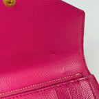 Saint Laurent Yves Logo Trifold Wallet Leather Pink — view 5