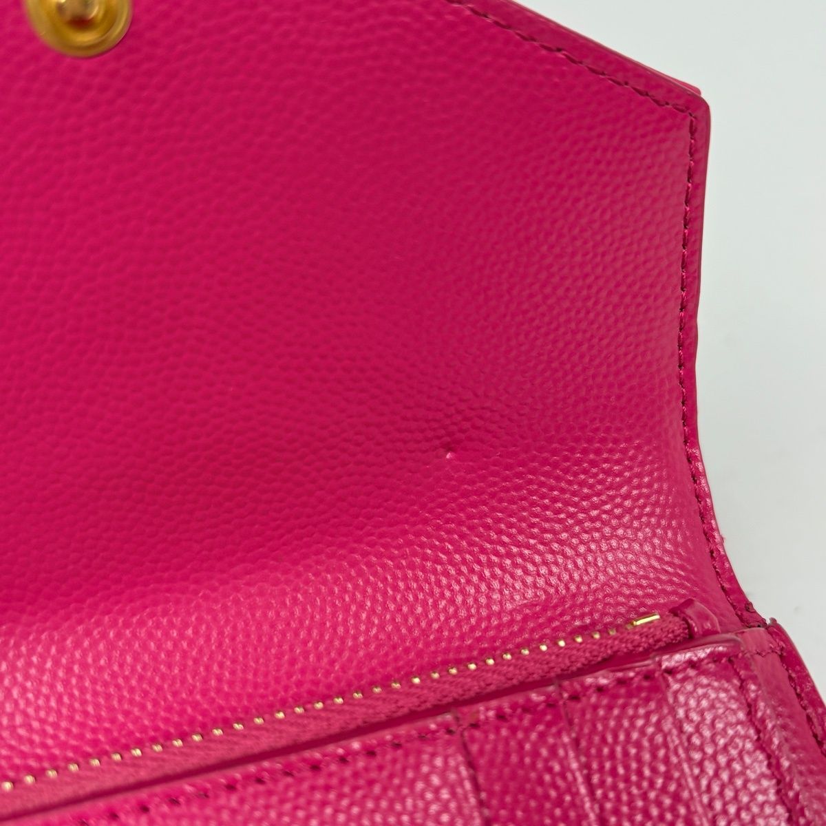 Saint Laurent Yves Logo Trifold Wallet Leather Pink — view 5