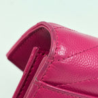 Saint Laurent Yves Logo Trifold Wallet Leather Pink — view 3