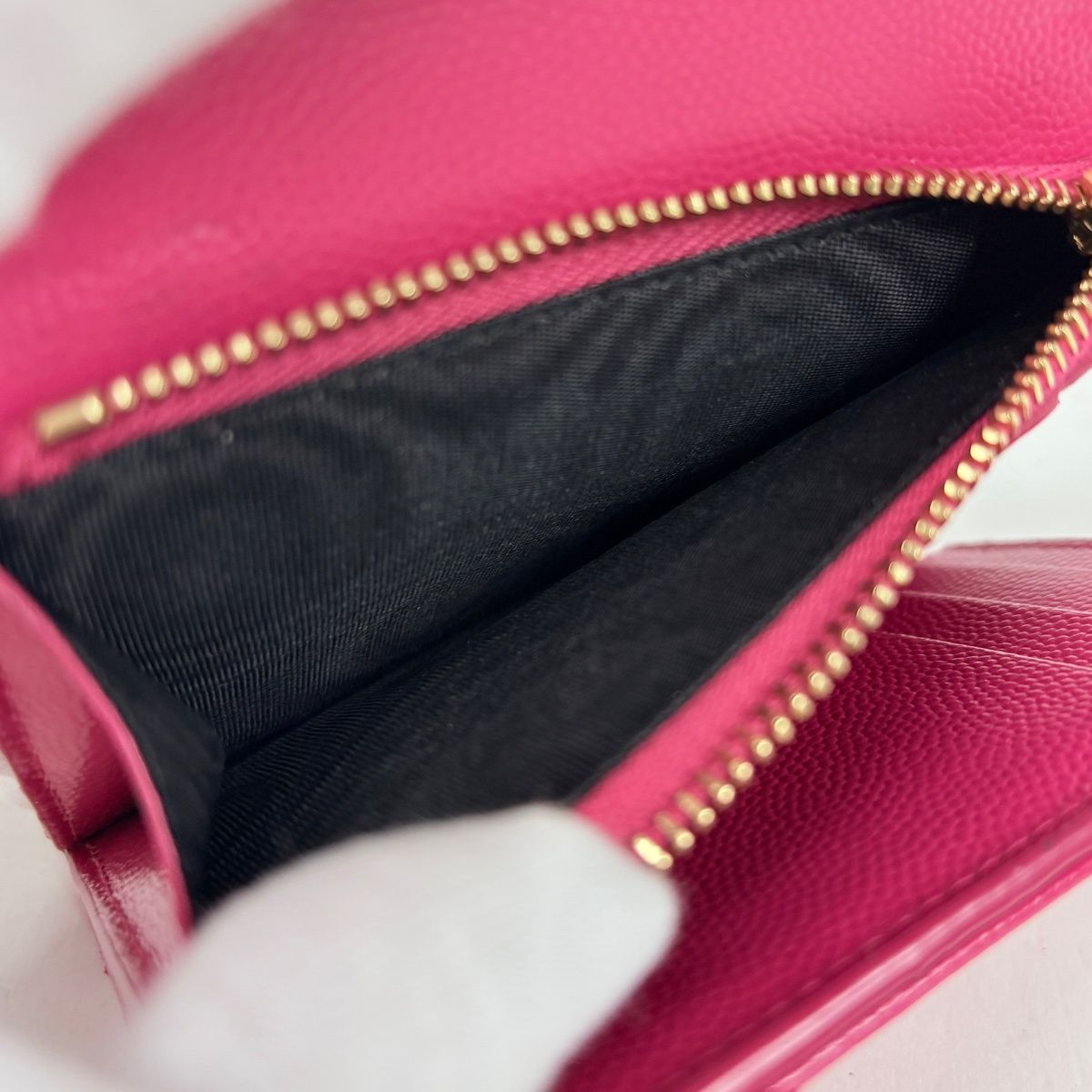 Saint Laurent Yves Logo Trifold Wallet Leather Pink — view 6