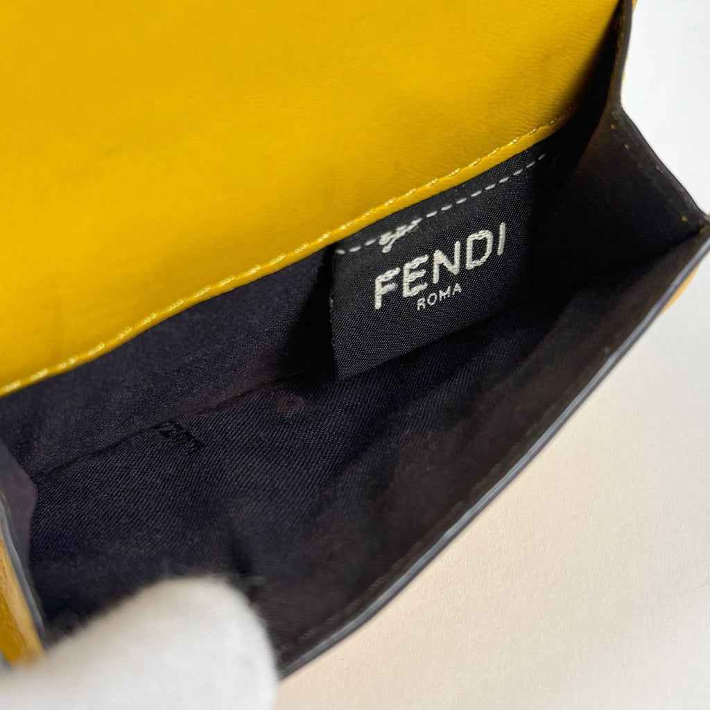 Fendi Baguette Micro Trifold Wallet Leather Yellow — view 5
