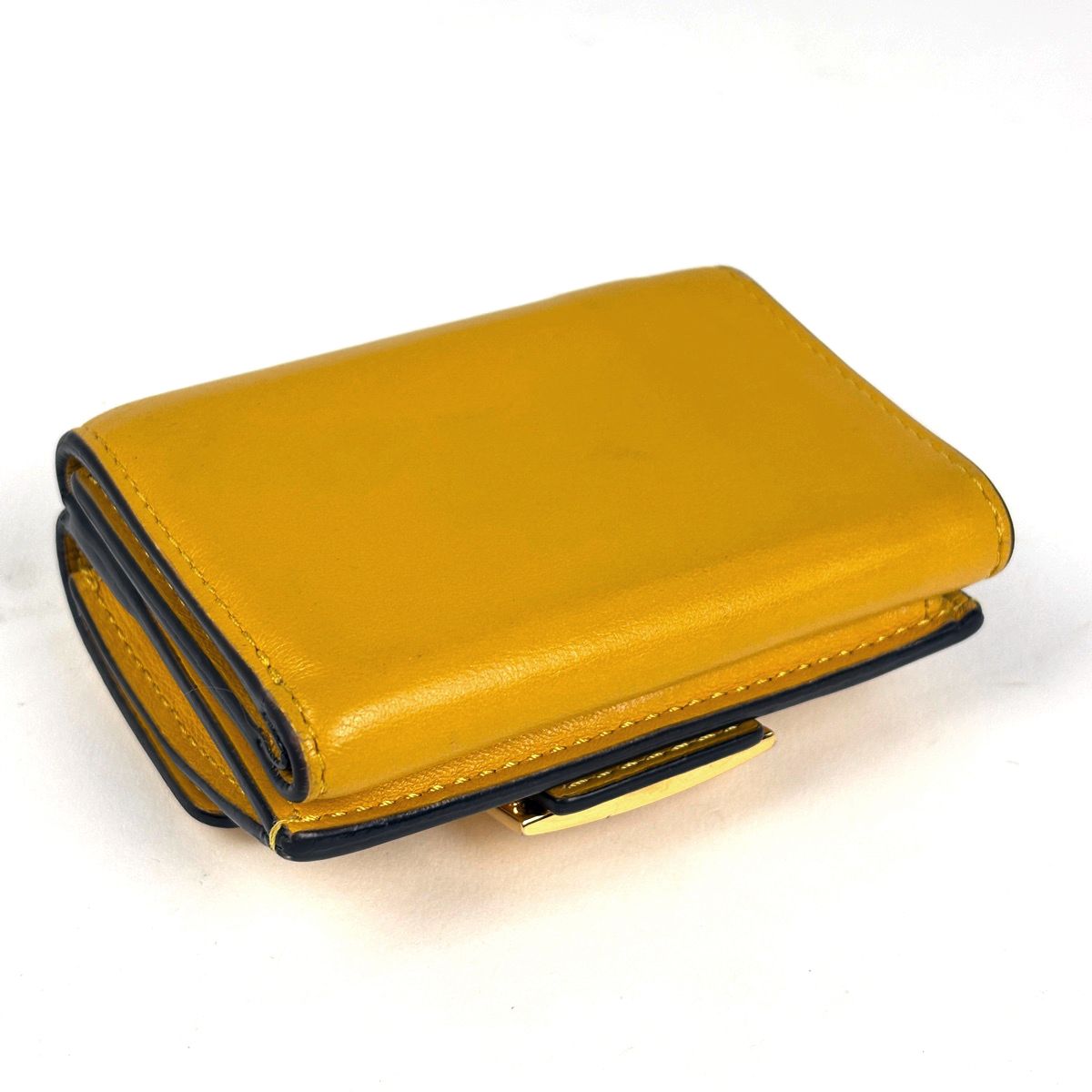 Fendi Baguette Micro Trifold Wallet Leather Yellow — view 2