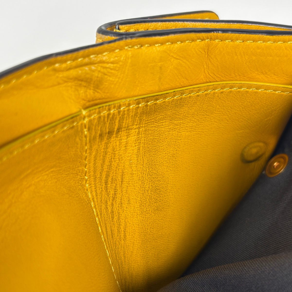 Fendi Baguette Micro Trifold Wallet Leather Yellow — view 4
