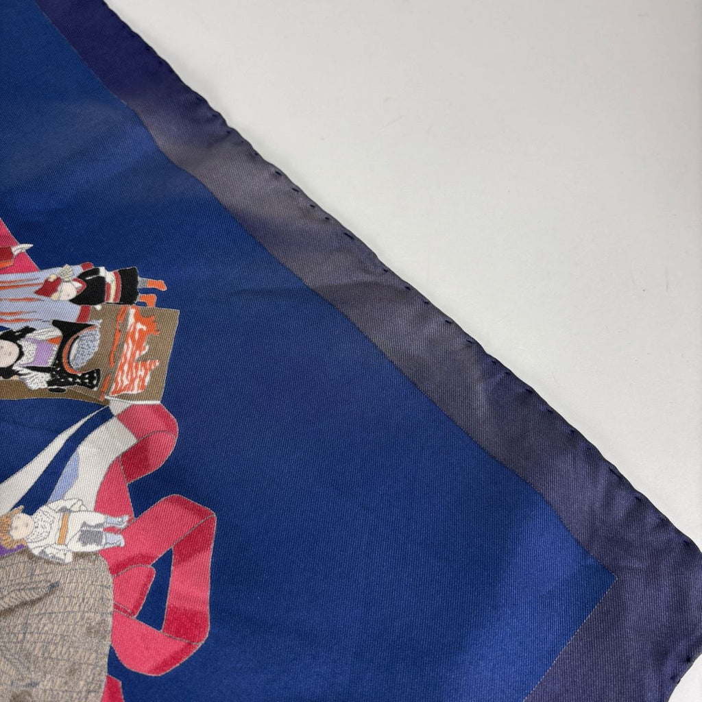 Hermes Carre 90 Hello Dolly Doll Scarf Silk Blue Multicolor — view 8