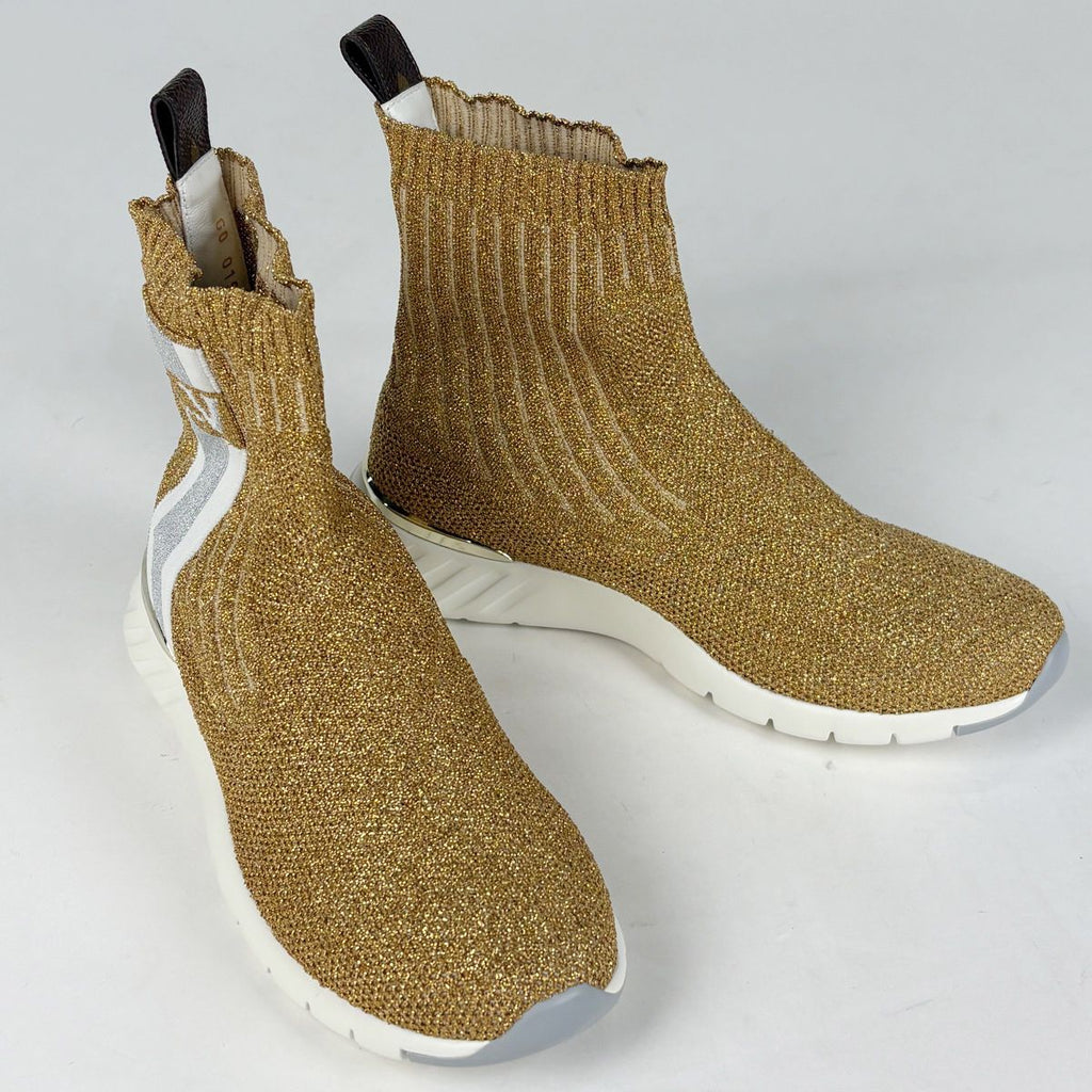 Louis Vuitton Logo Socks Sneakers Aftergame Line Shoes Fabric Gold — view 7