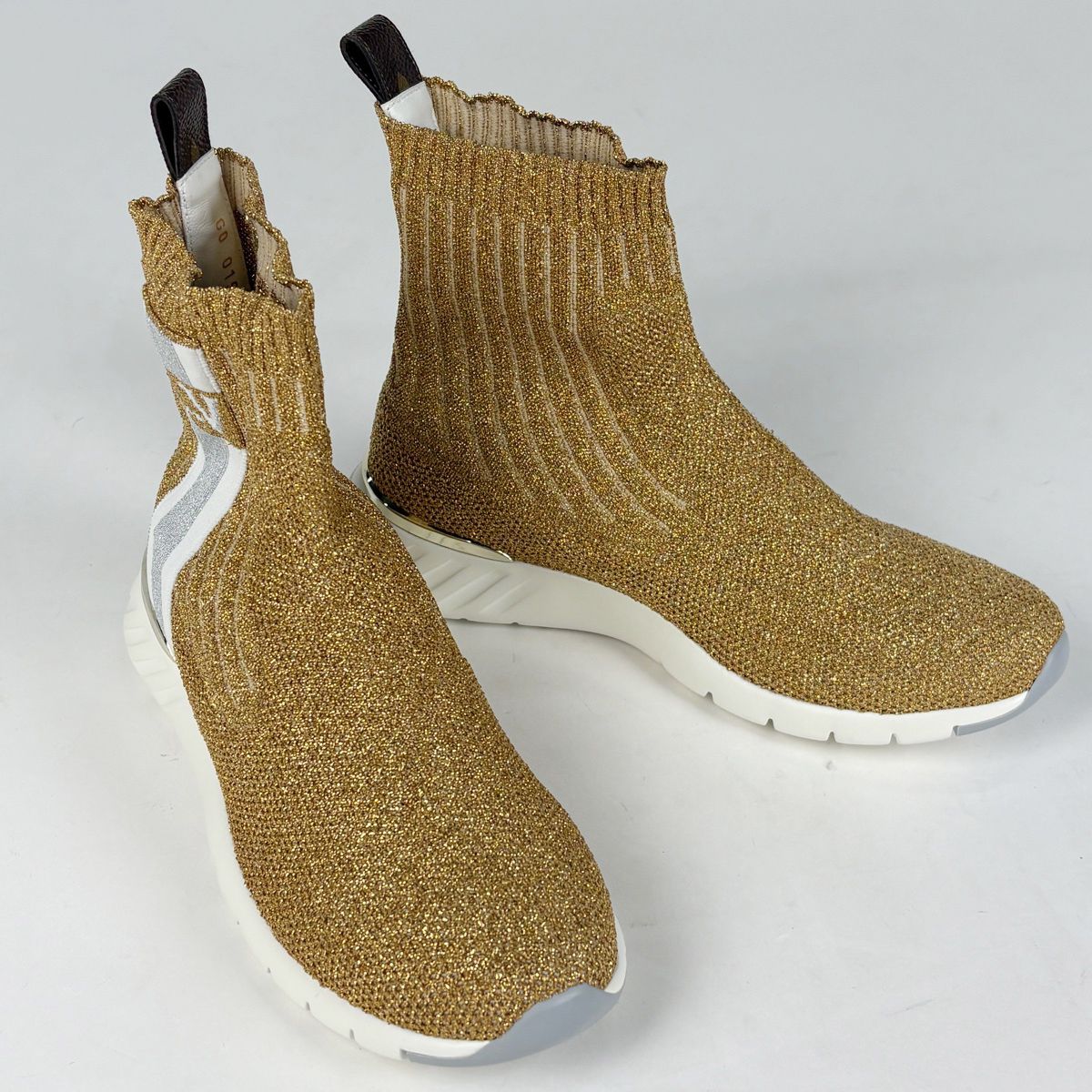 Louis Vuitton Logo Socks Sneakers Aftergame Line Shoes Fabric Gold — view 7