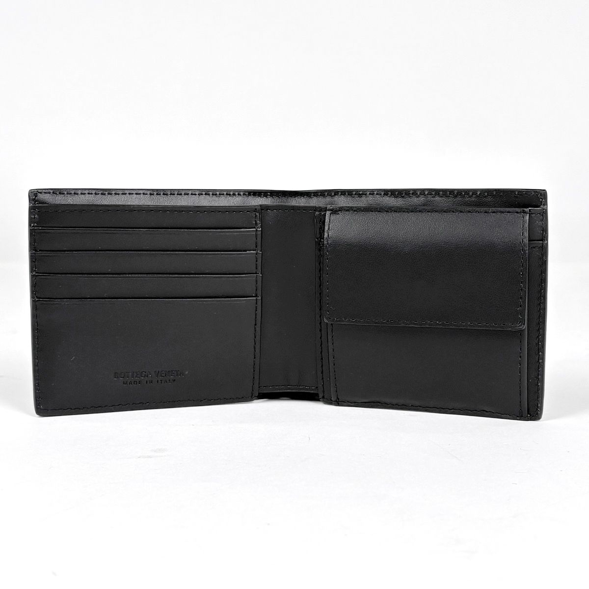Bottega Veneta Intrecciato Bifold Wallet with Coin Purse Leather Black — view 7