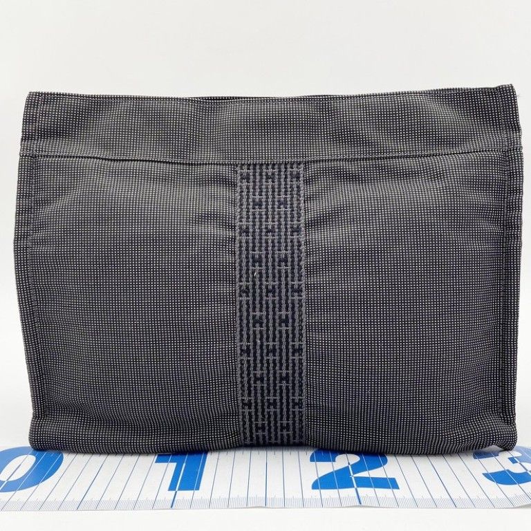 Hermes Second Her Line Gray Canvas Clutch — view 2
