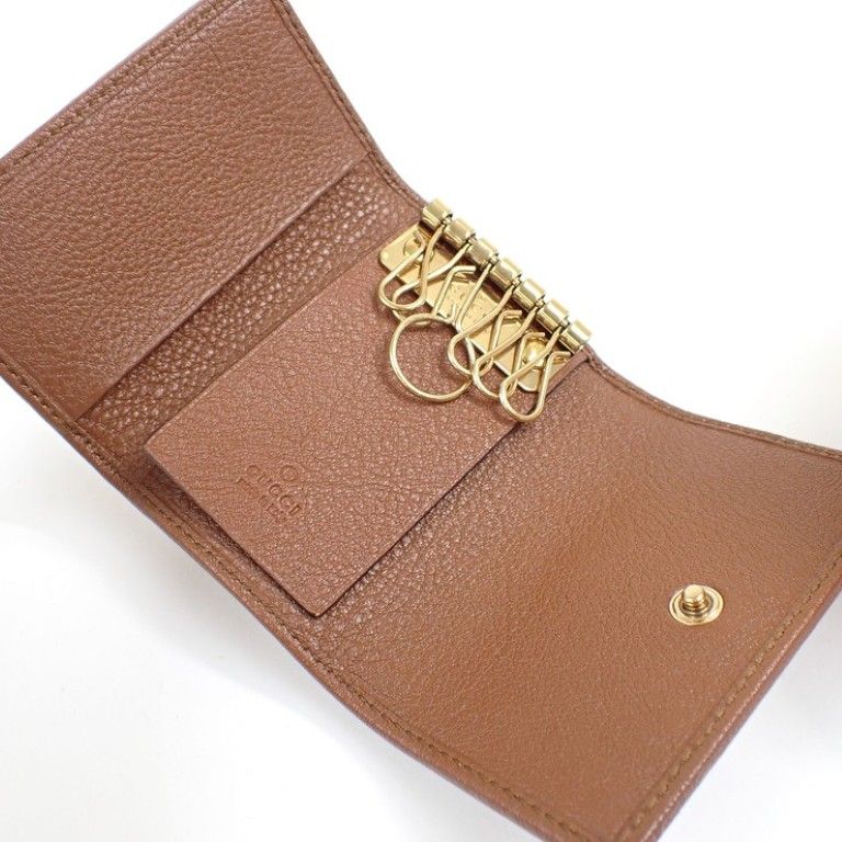 Gucci Key Case Bamboo GG Marmont Diana Brown Leather 6 Rows Gold Key Holder — view 4