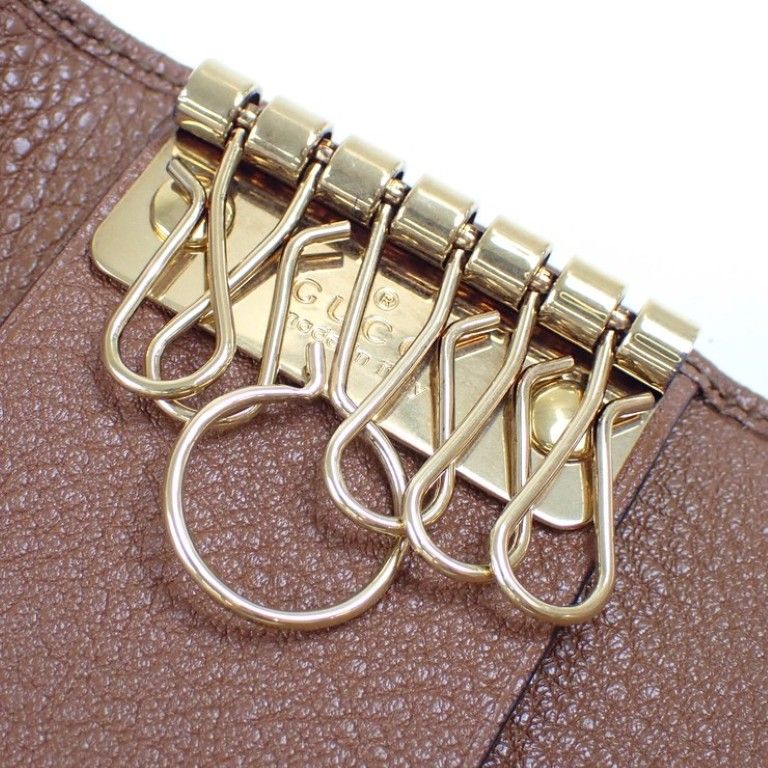 Gucci Key Case Bamboo GG Marmont Diana Brown Leather 6 Rows Gold Key Holder — view 5