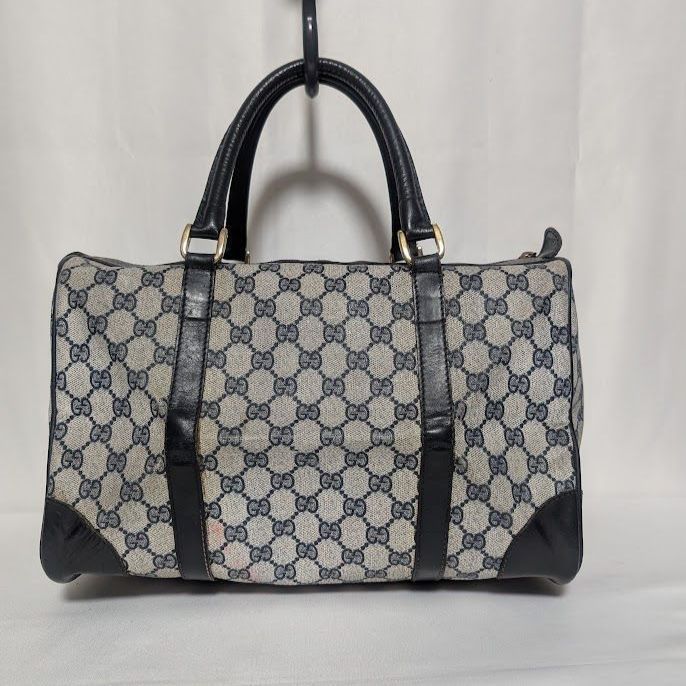 Gucci GG Supreme Leather Navy Mini Boston Bag Vintage — view 2