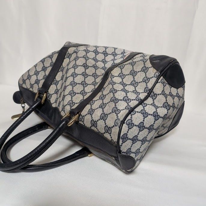 Gucci GG Supreme Leather Navy Mini Boston Bag Vintage — view 4
