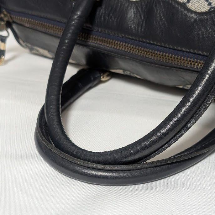 Gucci GG Supreme Leather Navy Mini Boston Bag Vintage — view 5